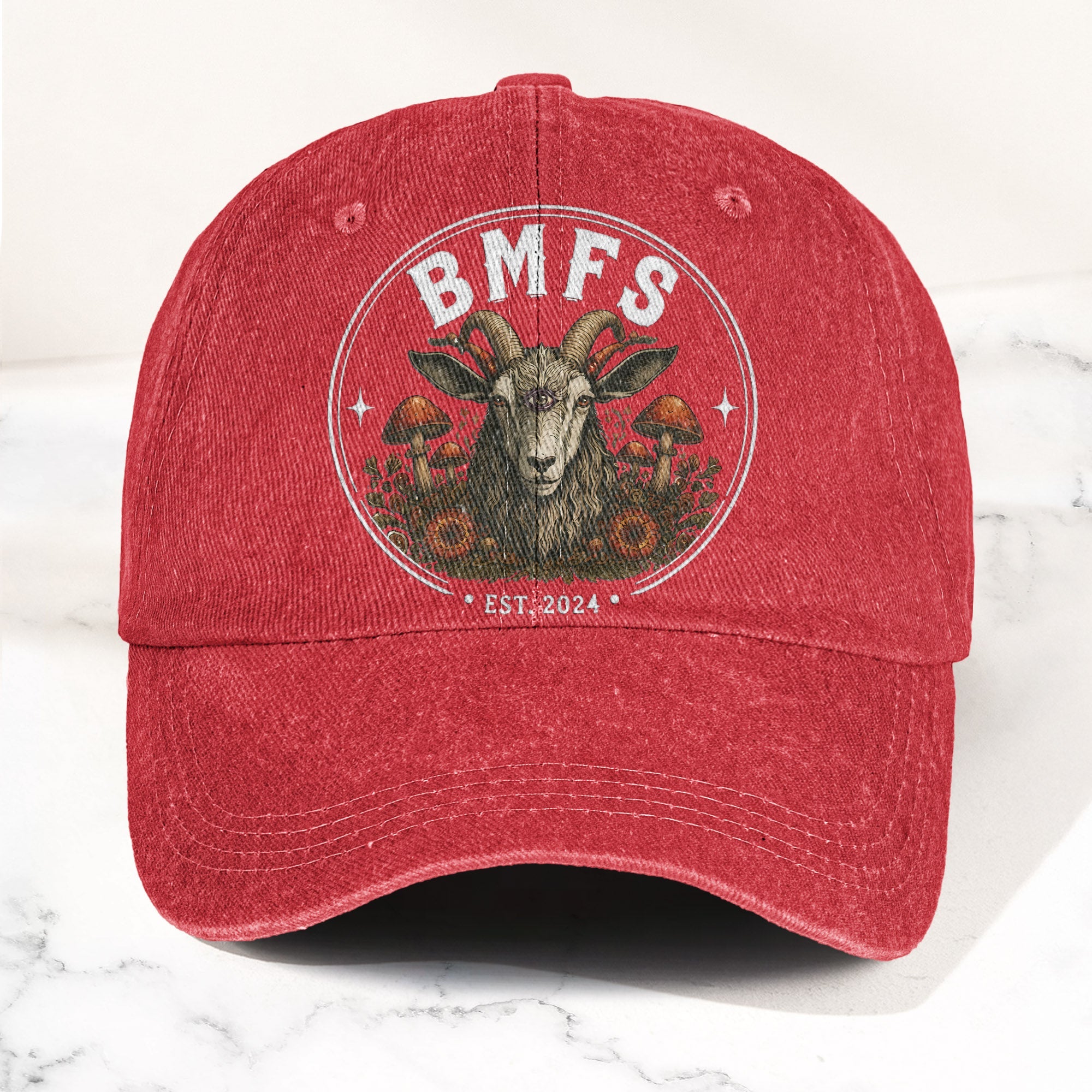 Billy Strings BMFS Goat Three Eyed Goat Mushroom Vintage Graphic Denim Cap Retro Vintage Dad Cap Gift For Dad (With Box)