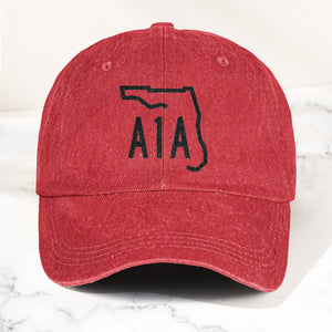 A1A Highway Sign Florida Denim Cap Retro Jimmy Buffett Inspried Hat (With Box)