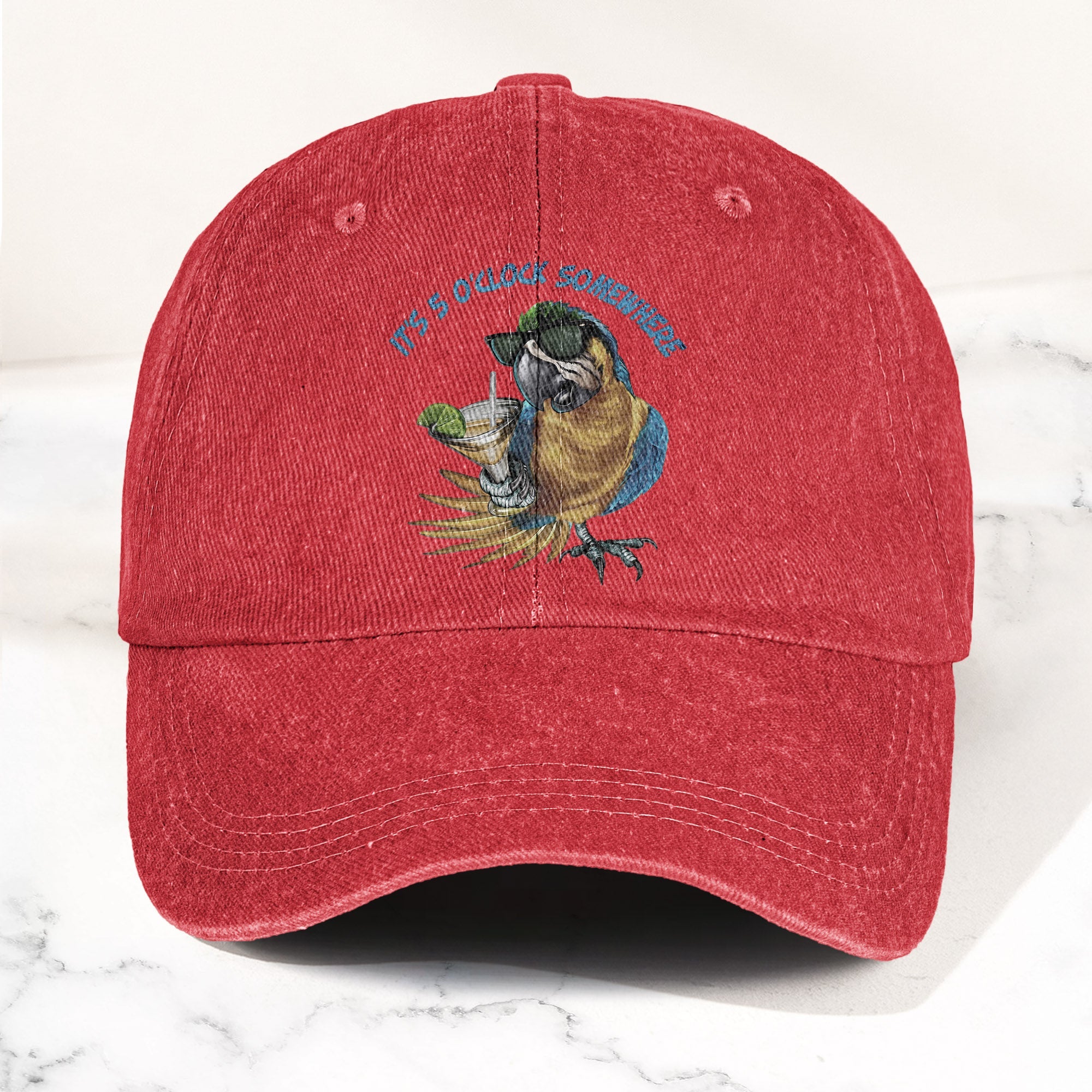 It's 5 O'Clock Somewhere Denim Cap Retro Jimmy Buffett Tribute Dad Baseball Cap (With Box)