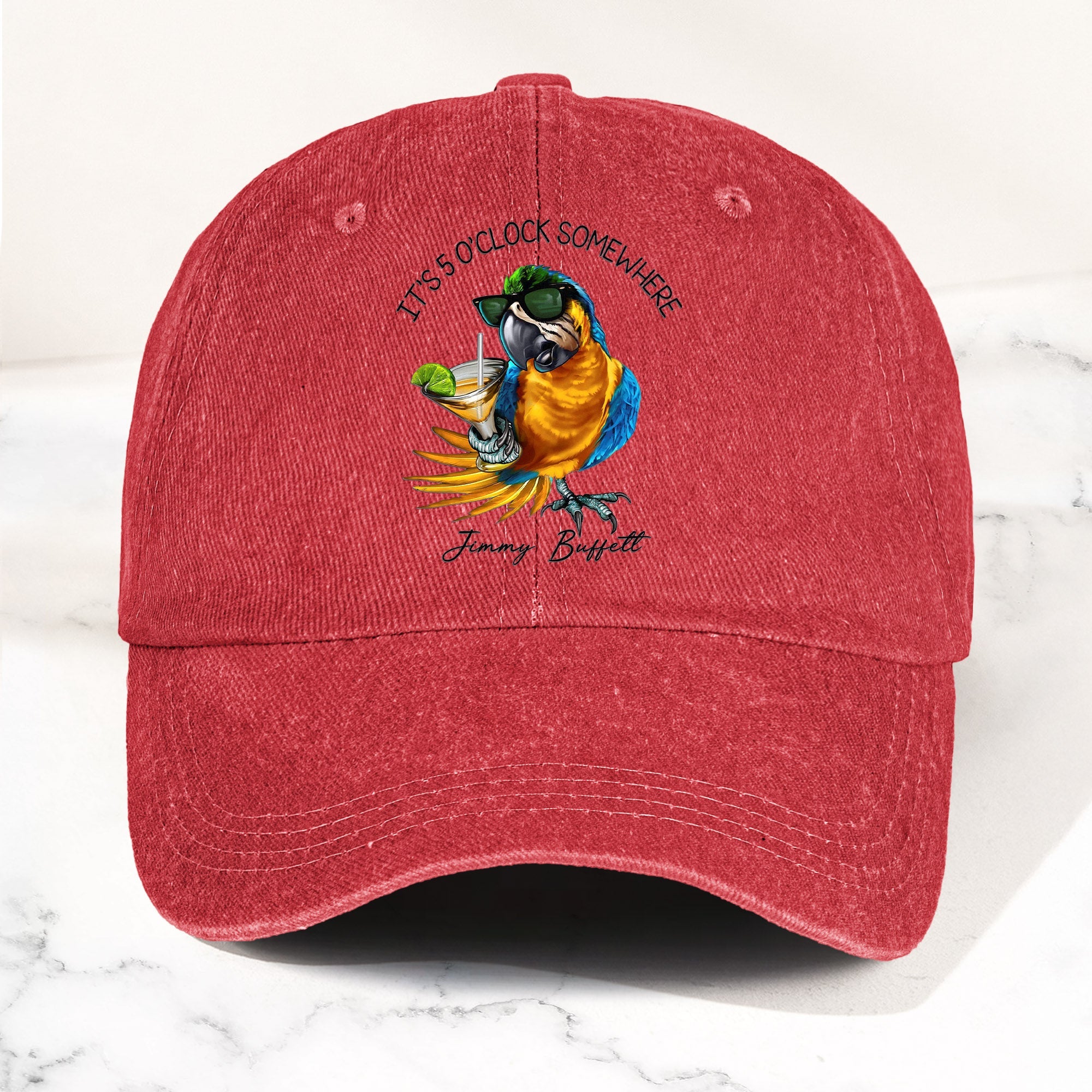Jimmy Buffett "It's 5 O’Clock Somewhere" Denim Dad Cap Vintage Tropical Hat