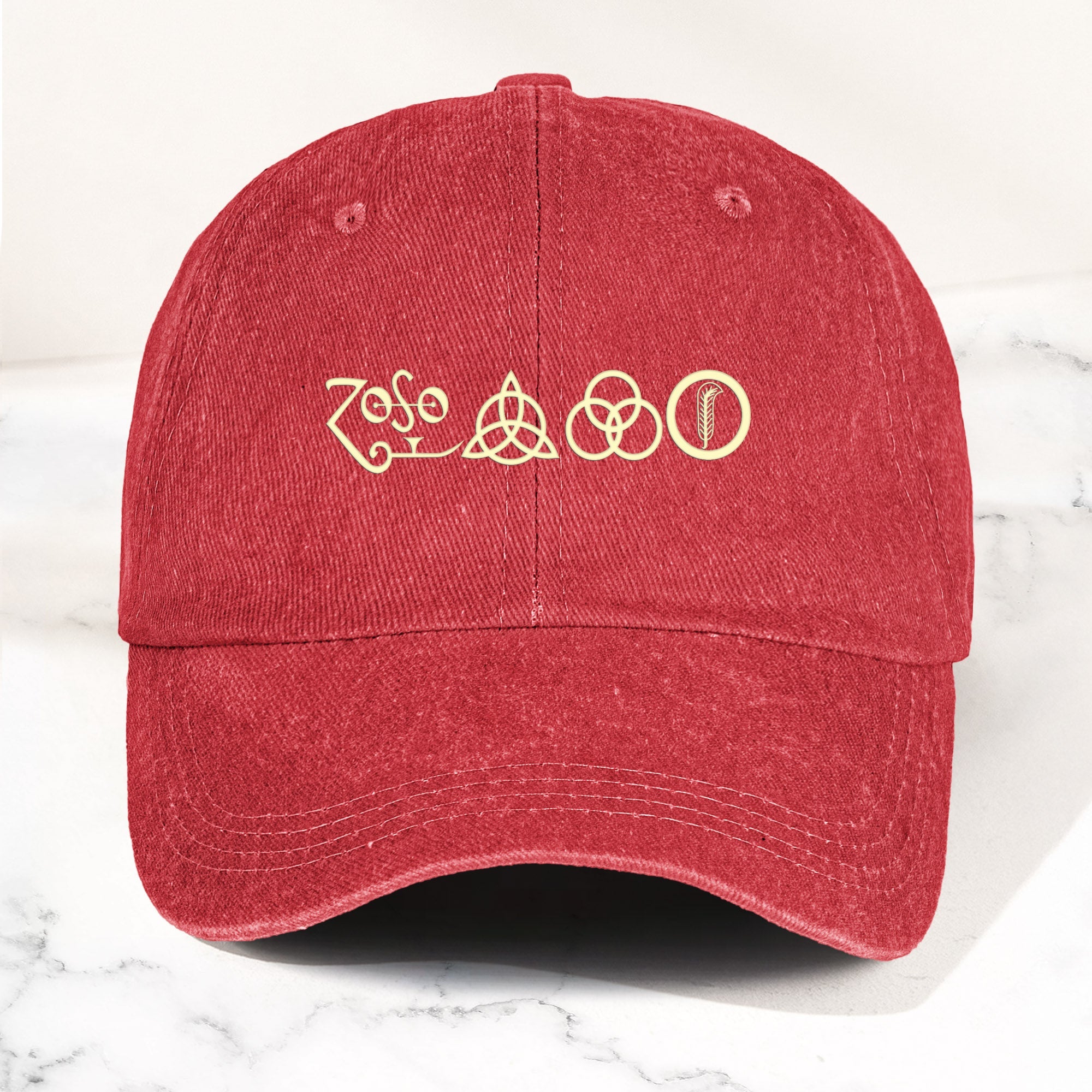 Led Zeppelin Denim Cap ZoSo Symbols Minimalist Dad Hat ( With Box)