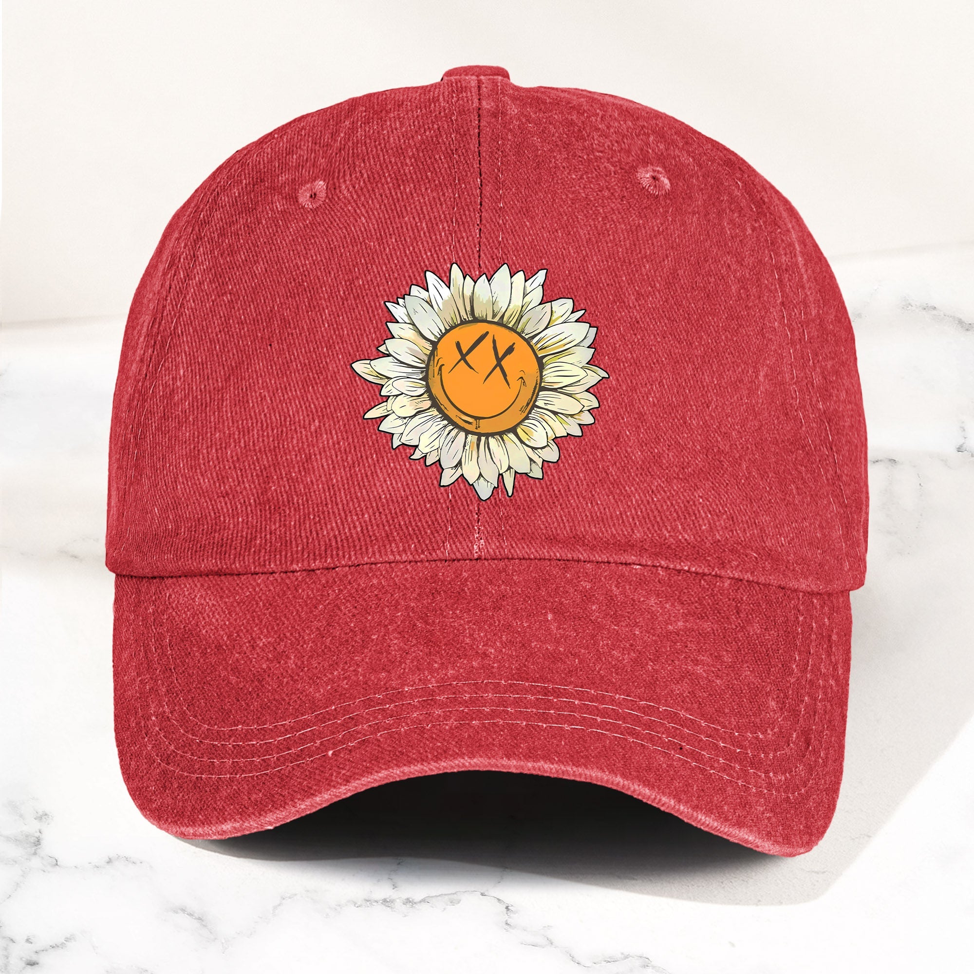 Blink-182 Denim Cap Sunflower Smiley Aesthetic Dad Hat (With Box)