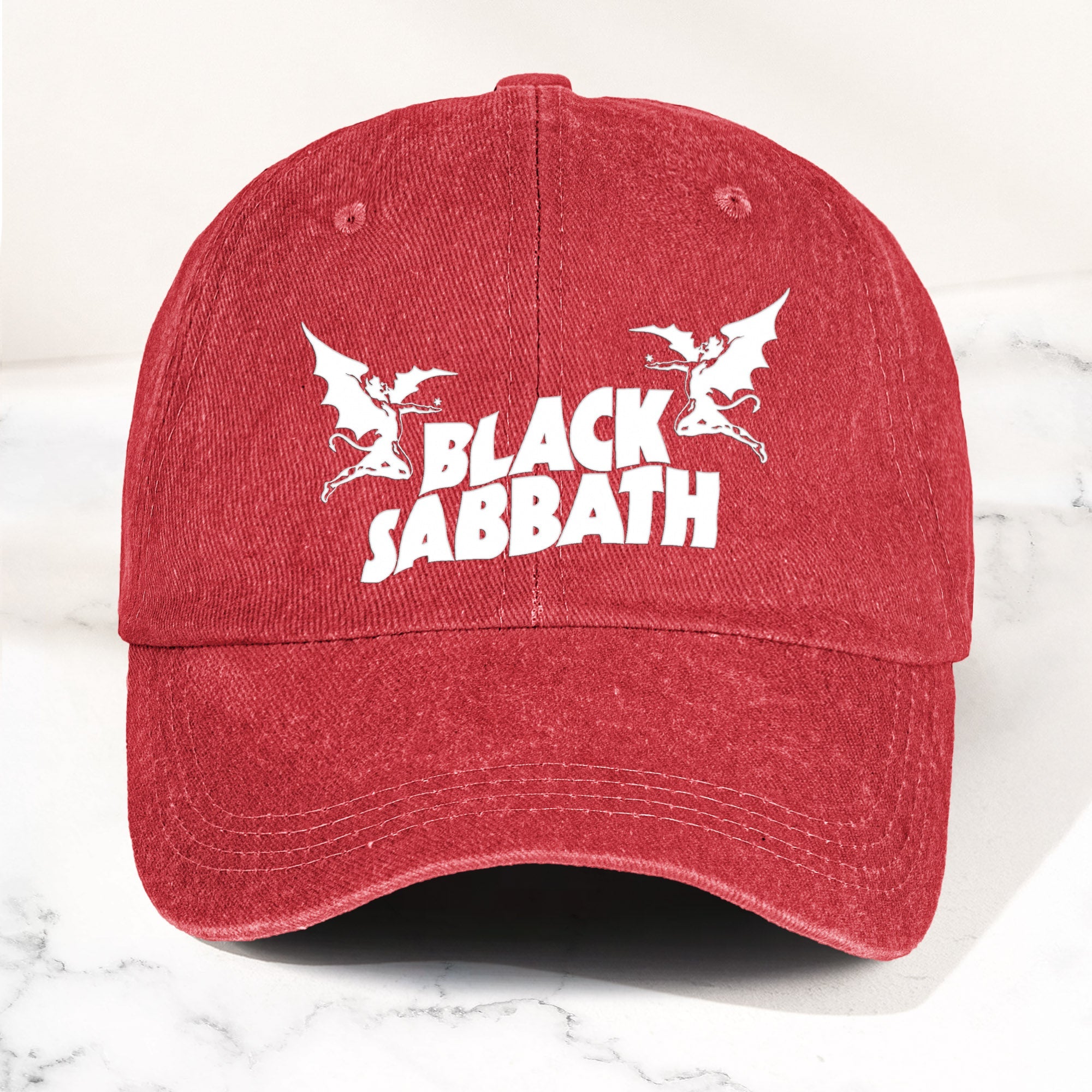 Black Sabbath Denim Dad Cap Classic Winged Demon Logo Design ( With BOX)