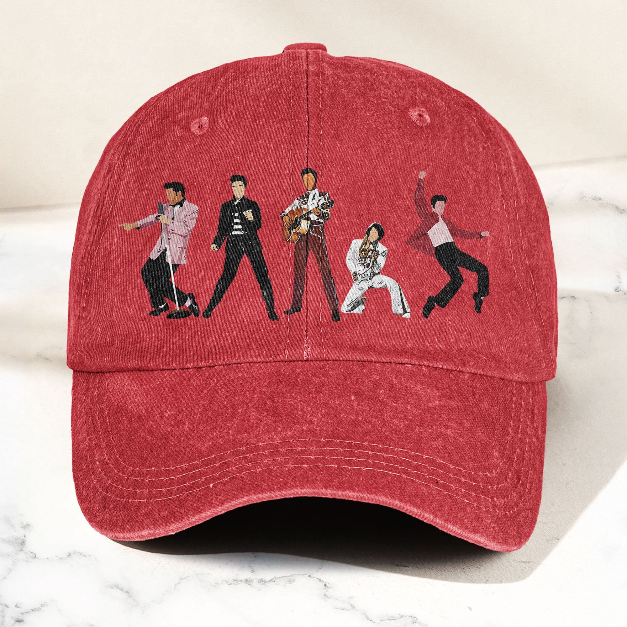 Elvis Presley Denim Cap Iconic Eras Graphic Dad Hat (With Box)