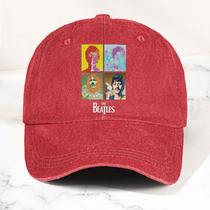 The Beatles Denim Dad Cap Pop Art Portrait Grid Design (With BOX)
