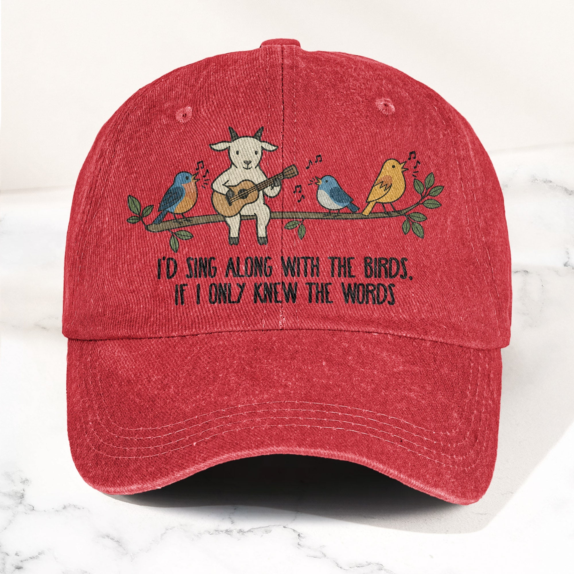 Billy Strings Gild the Lily Lyrics Goat Acoustic Guitar Cosmic Bluegrass Vintage Denim Cap Retro Vintage Dad Cap Gift For Dad (With Box)