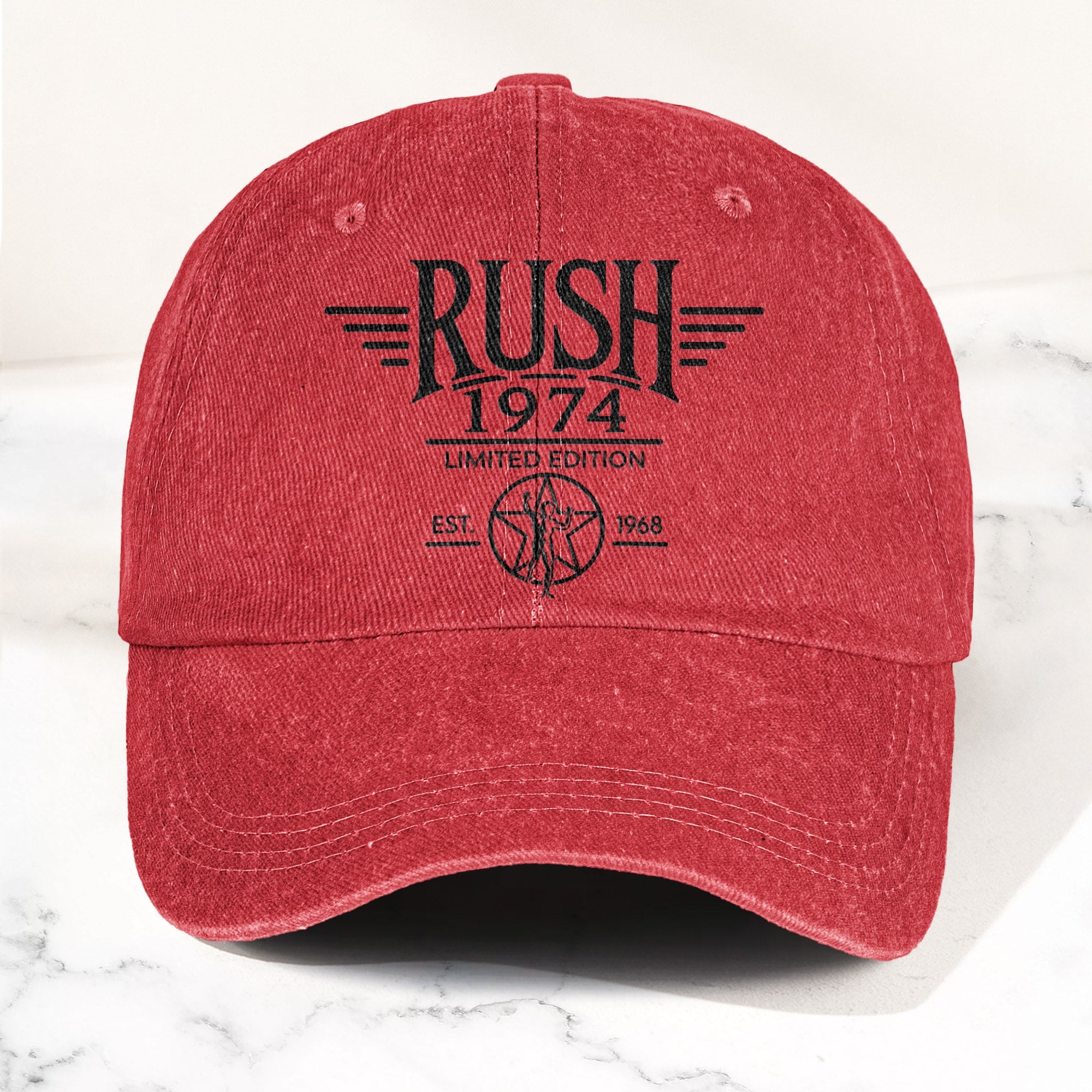 Rush Band Logo 1974 Starman Denim Cap Vintage Dad Cap Gift For Dad (With Box)