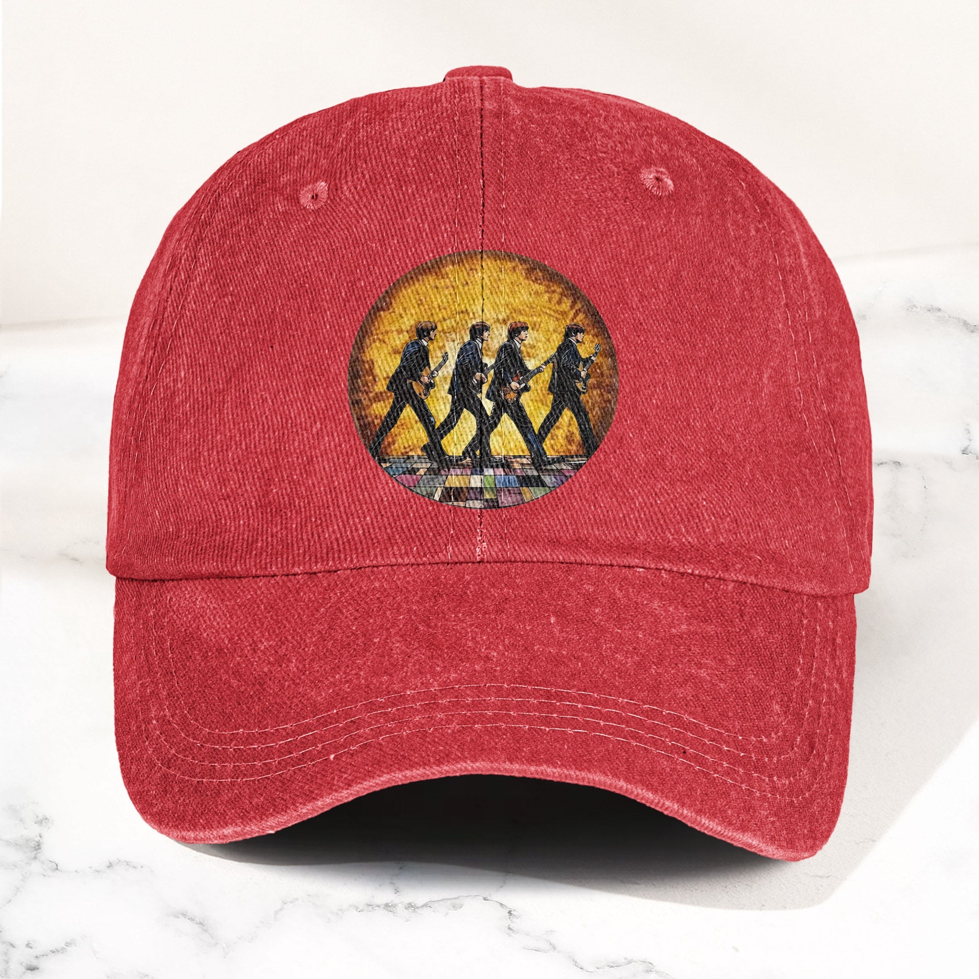 The Beatles Retro Crossing Album Art Sun Catcher Denim Cap Iconic Album Design ( With BOX)