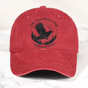Broken Wings Take These Broken Wings And Learn To Fly Denim Cap Retro Vintage Dad Cap Gift For Dad (With Box)