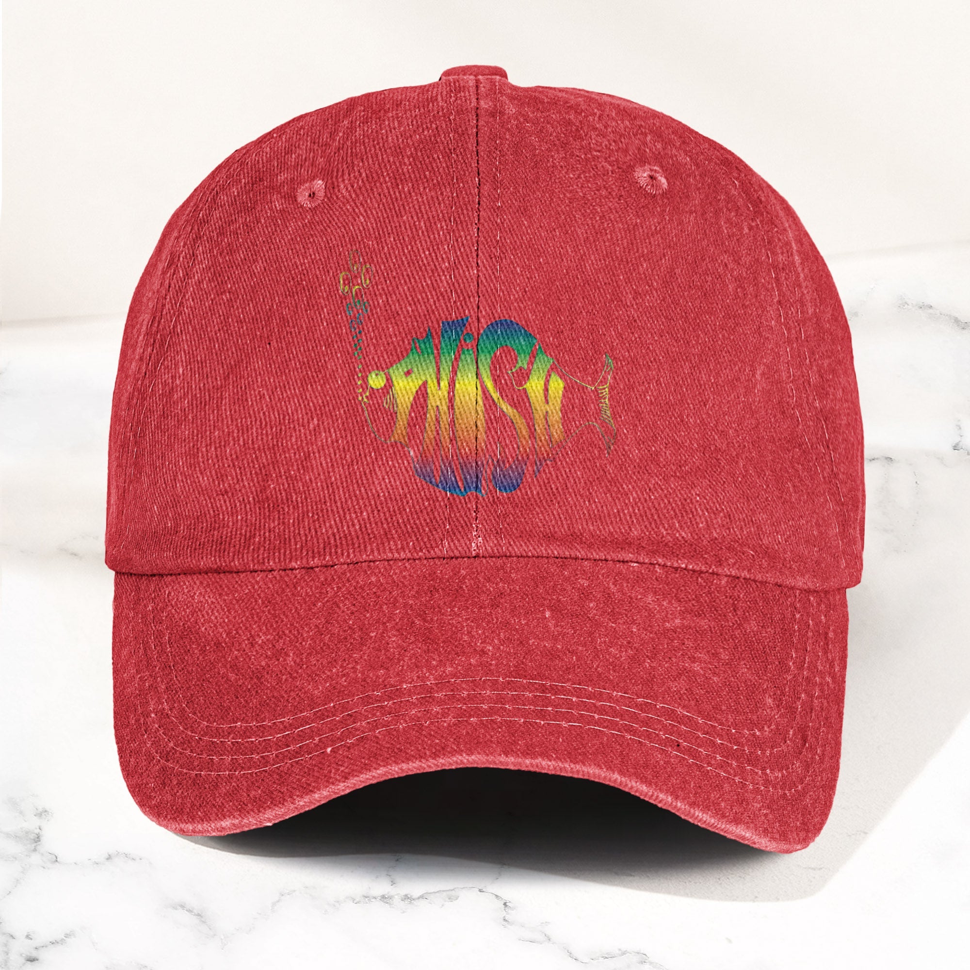 Phish Rainbow Fish Logo Denim Cap Retro Music Phish Cap Gift For Dad (With Box)