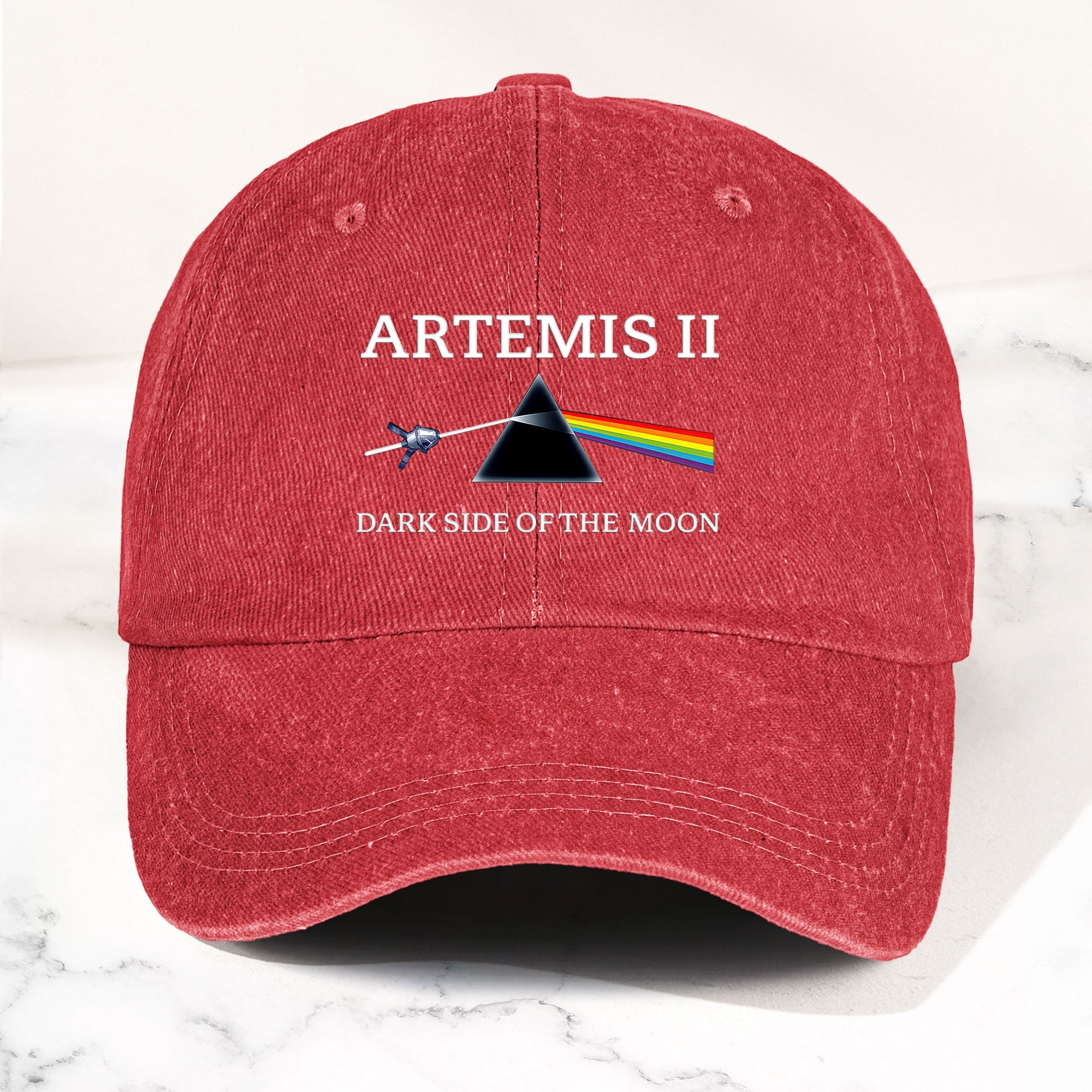 Artemis II Denim Cap Dark Side of the Moon Inspired Space Dad Hat ( With Box)