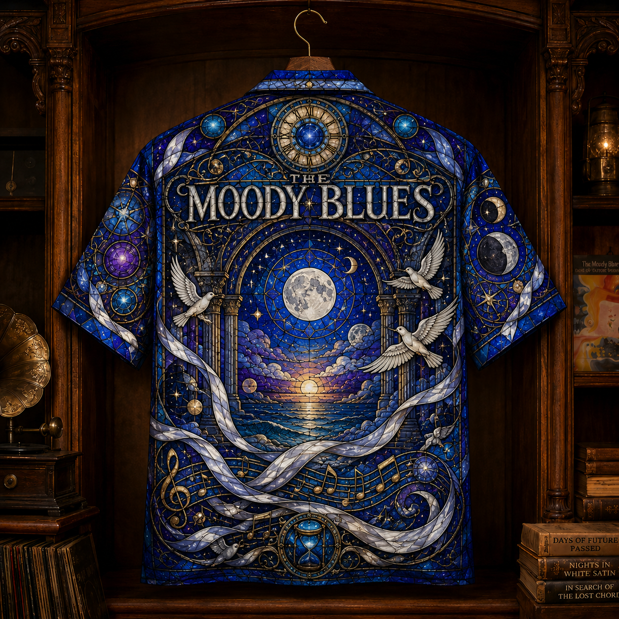 The Moody Blues Hawaiian Shirt - Stained Glass Progressive Rock All-Over Print Button-Up Shirt