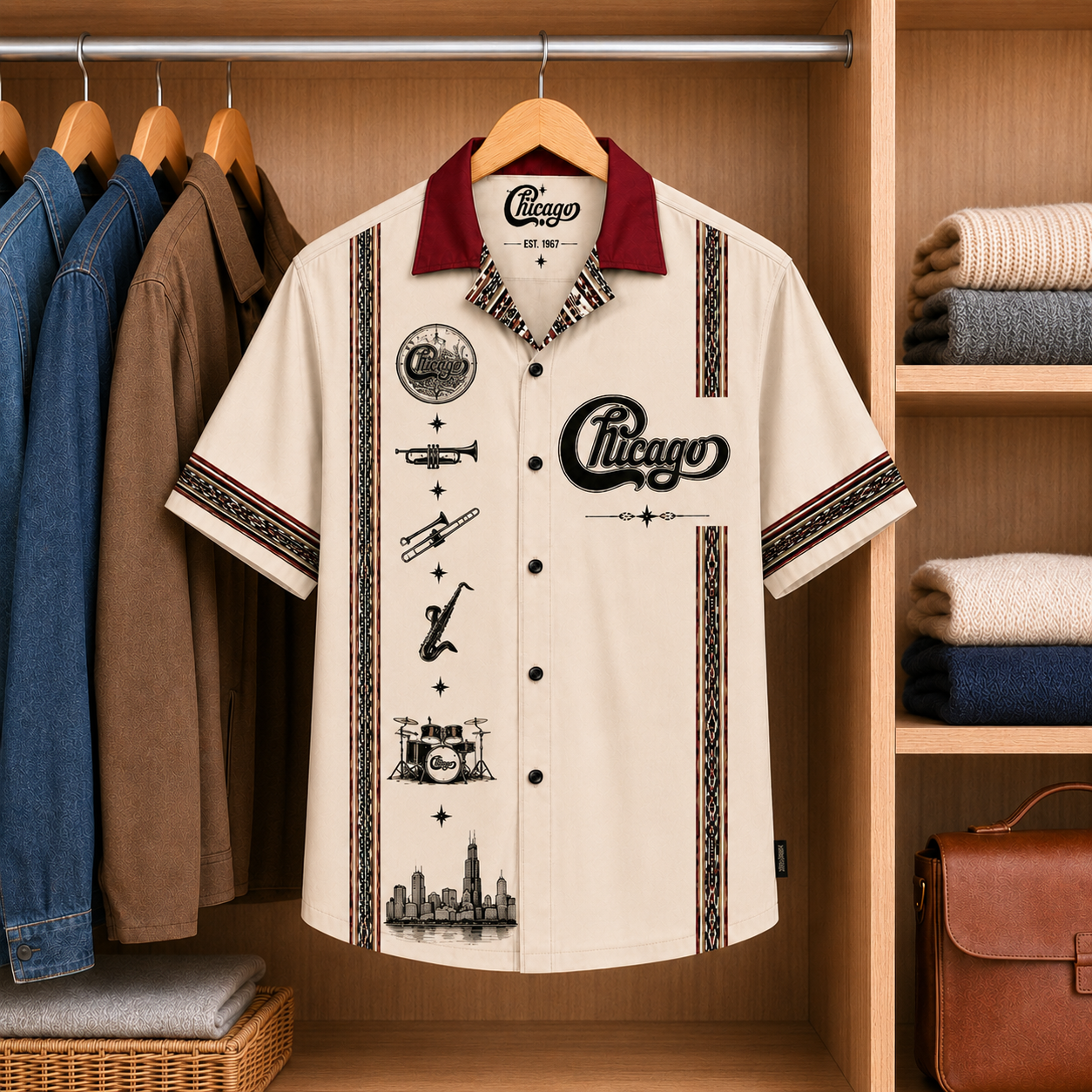 Chicago Luxury Design Hawaiian Shirt – Mexican Inspired Hawaiian Shirt White Version