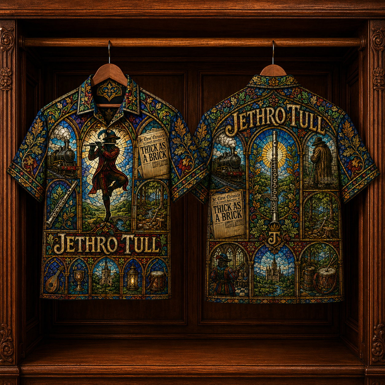 Jethro Tull Hawaiian Shirt - Stained Glass Progressive Rock All-Over Print Button-Up Shirt