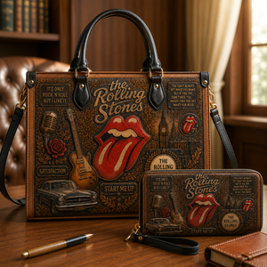 The Rolling Stones Handbag, Tote Bag and Wallet Set, Tongue Logo Classic Rock Accessories, Music Fan Gift