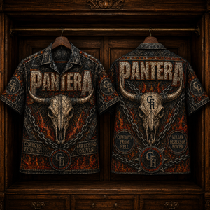 Pantera Hawaiian Shirt - Stained Glass Heavy Metal All-Over Print Button-Up Shirt