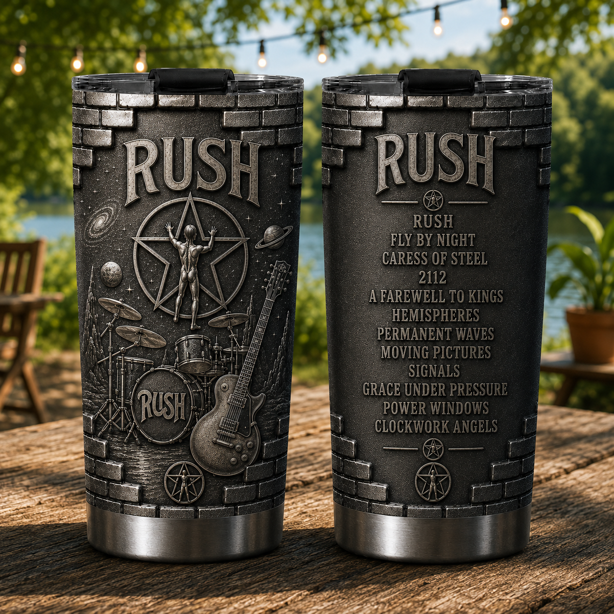 Rush Starman Insulated Tumbler 3D Embossed Rock Music Travel Cup
