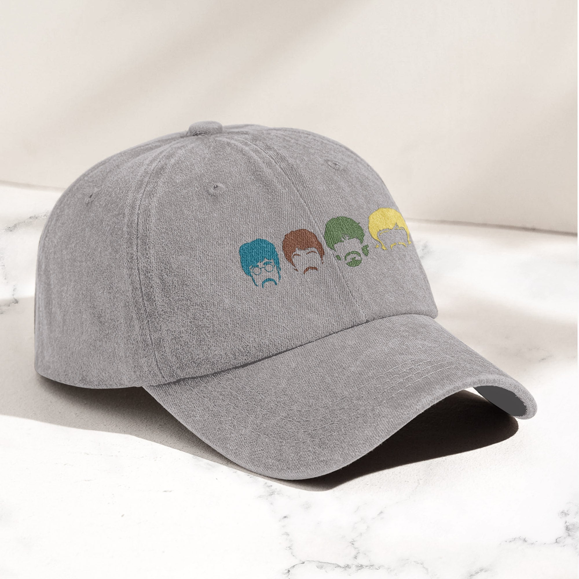The Fabulous Four Faces Denim Cap Retro The Beatles Tribute Merch Dad Hat (With Box)