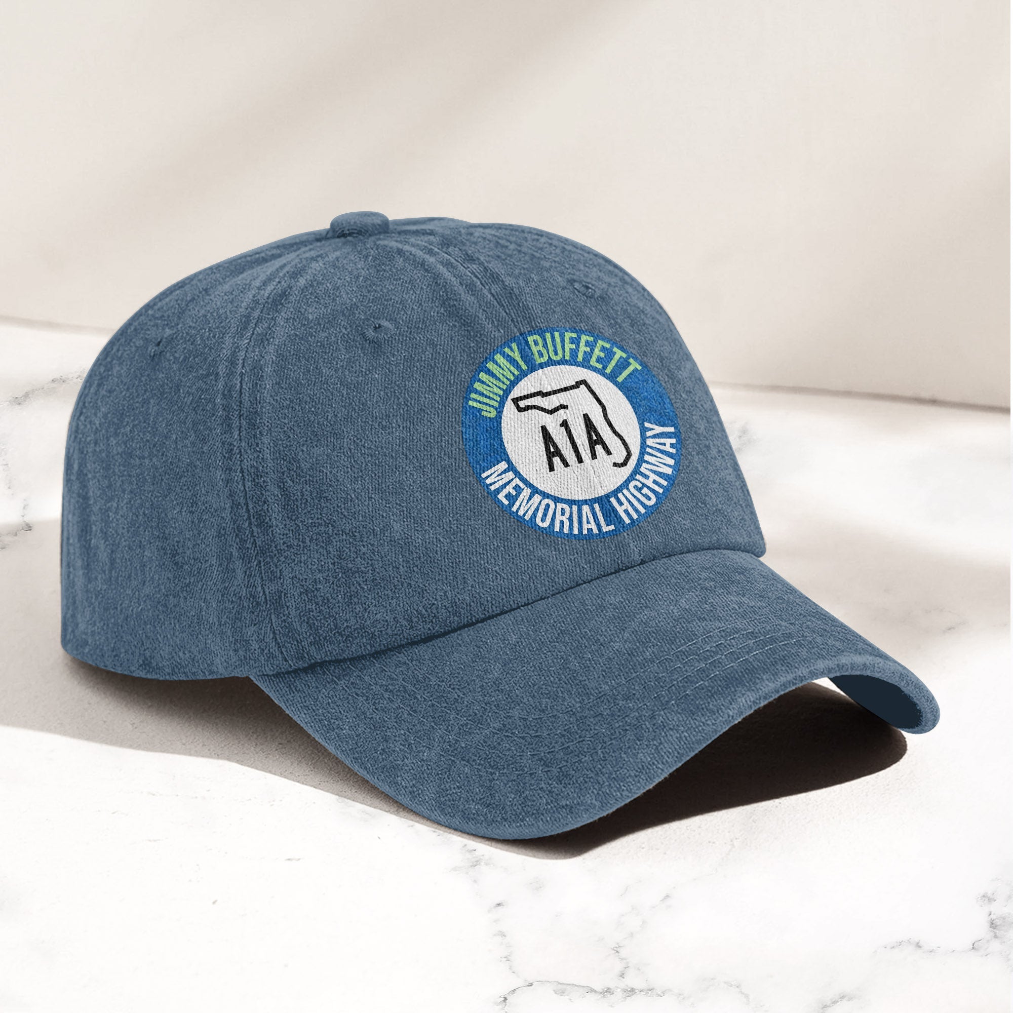 Jimmy Buffett A1A Memorial Highway Denim Cap Retro Jimmy Buffett Tribute Dad Hat (With Box)