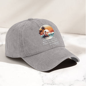 Jimmy Buffett Beach Quote Denim Dad Cap Vintage Washed Tropical Hat