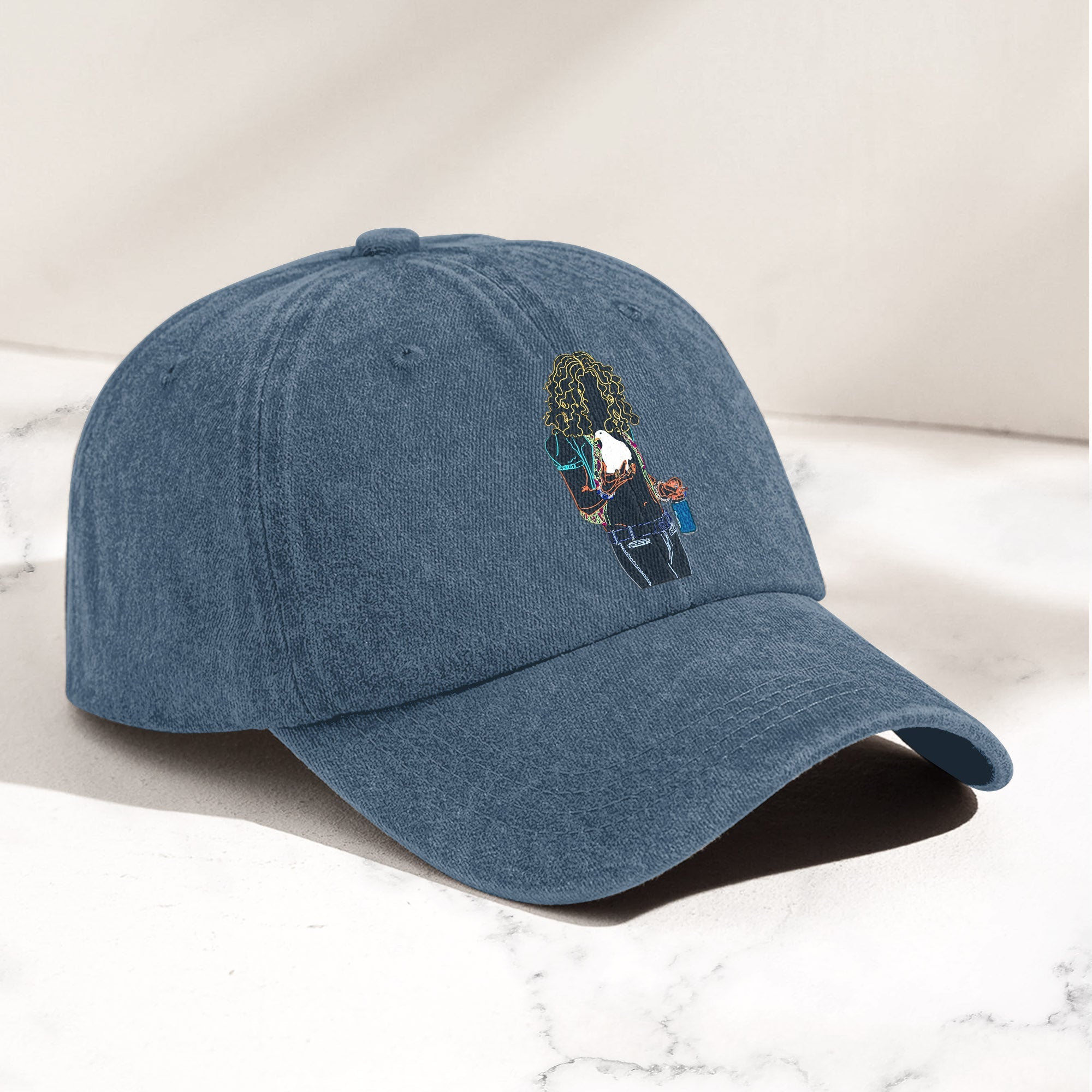 Robert Plant Denim Cap Retro Classic Rock Music Inspired Dad Hat (With Box)