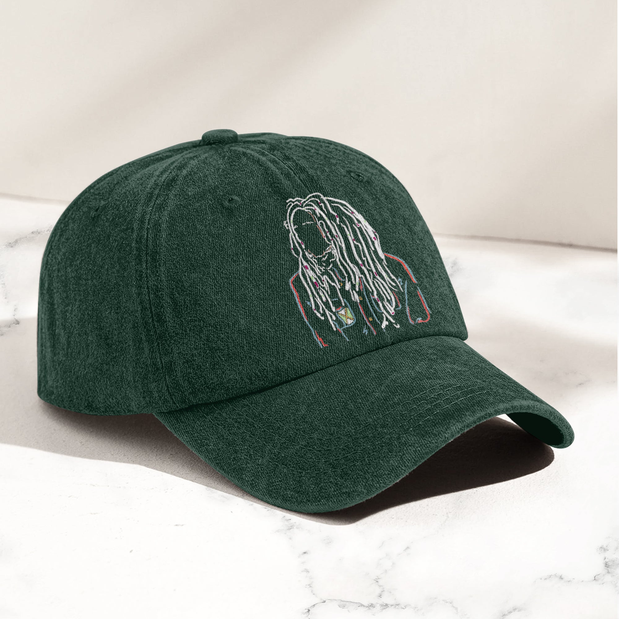 Bob Marley Portrait Casual Denim Cap Retro Music Fan Concert Cap Gift For Dad (With Box)