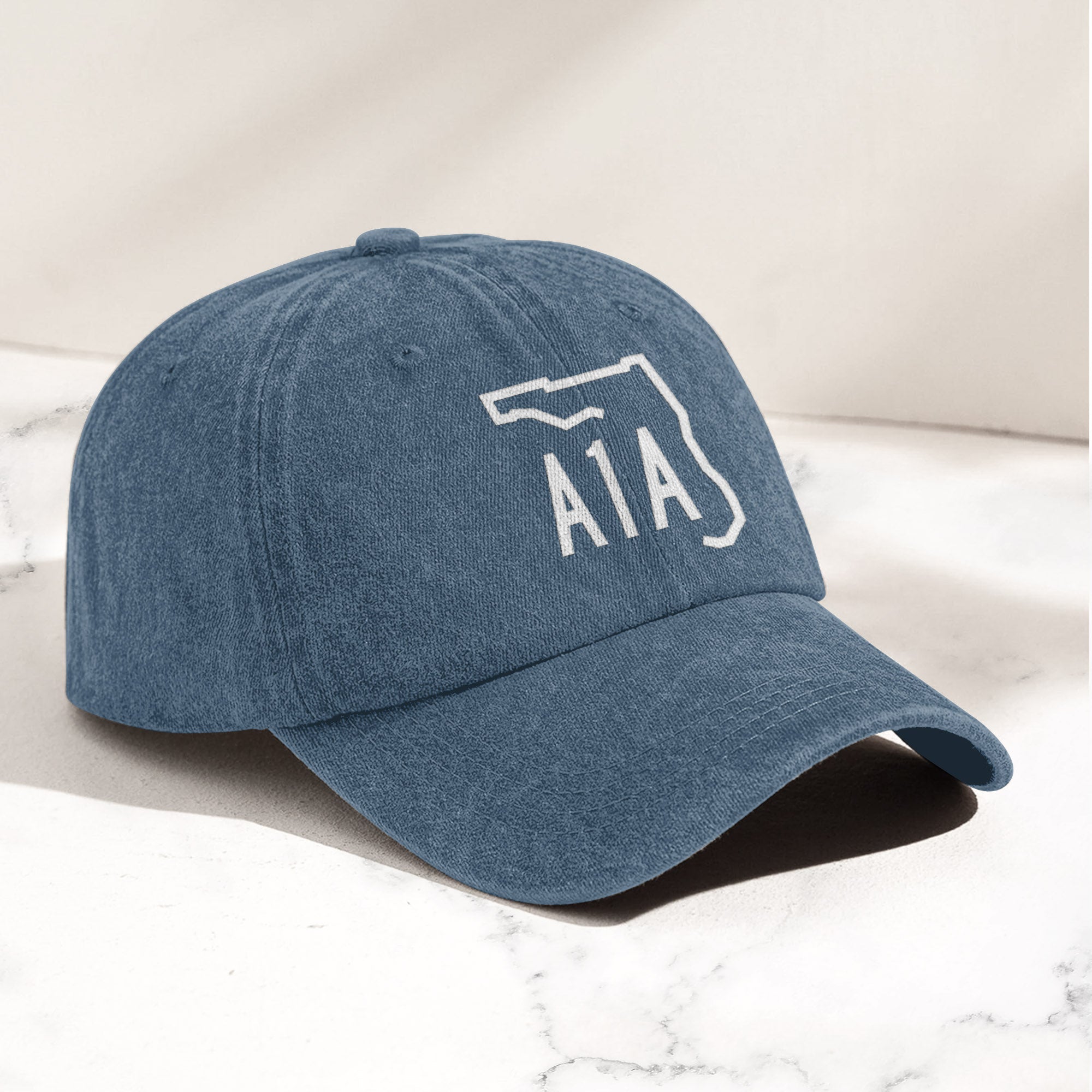 A1A Highway Sign Florida Denim Cap Retro Jimmy Buffett Inspried Hat (With Box)