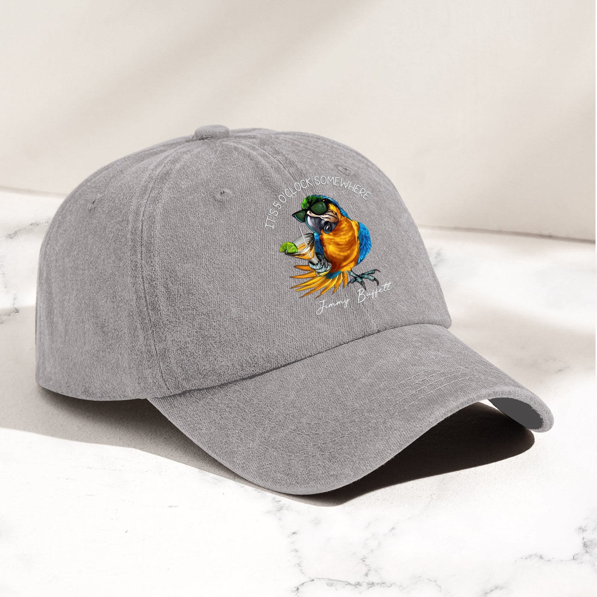 Jimmy Buffett "It's 5 O’Clock Somewhere" Denim Dad Cap Vintage Tropical Hat