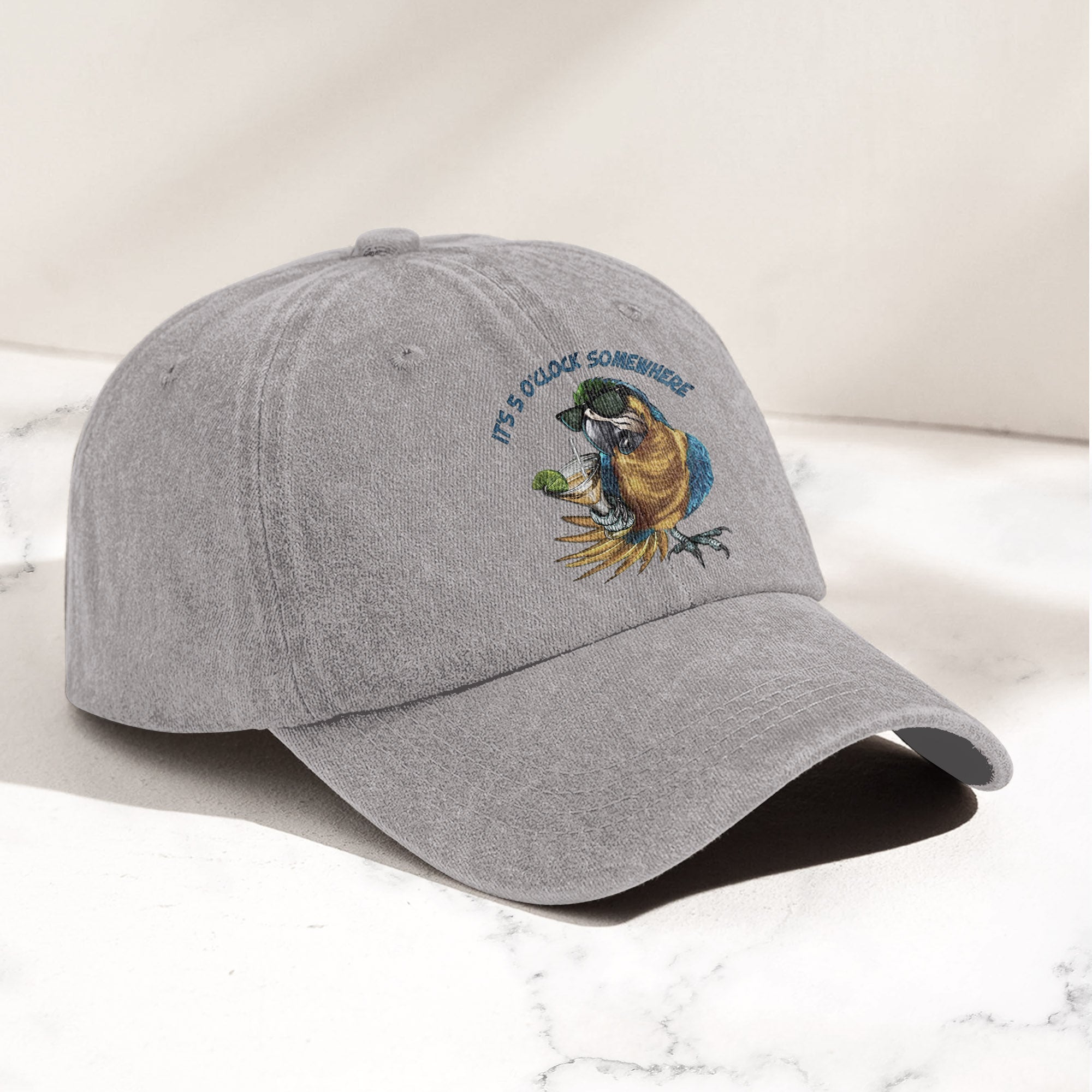 It's 5 O'Clock Somewhere Denim Cap Retro Jimmy Buffett Tribute Dad Baseball Cap (With Box)