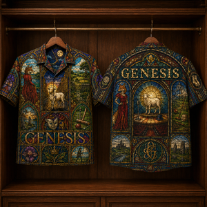 Genesis Hawaiian Shirt - Stained Glass Progressive Rock AOP Button-Up Shirt