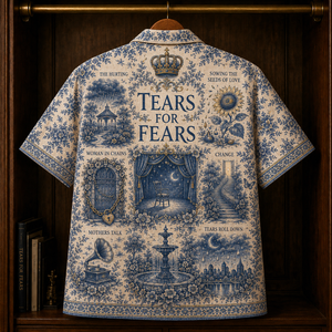 Tears For Fears Hawaiian Shirt - Unisex Toile De Jouy Delft Blue Floral Button Up