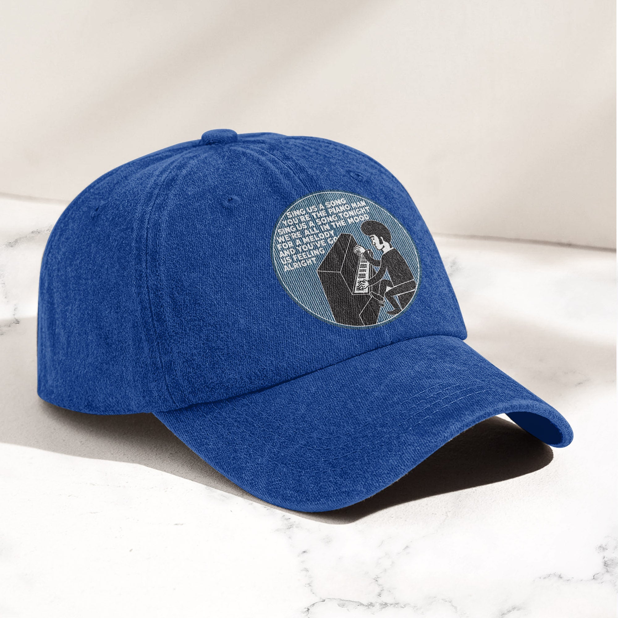 Billy Joel Piano Man Sing Us A Song Lyrics Vintage Graphic Denim Cap Retro Vintage Dad Cap Gift For Dad (With Box)