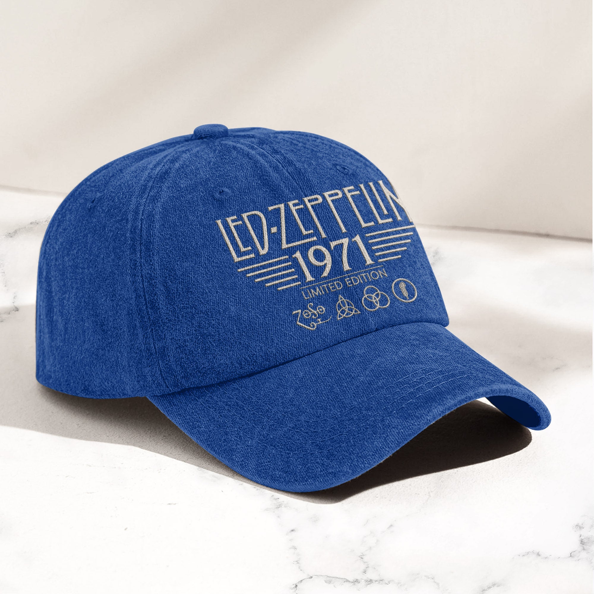Led Zeppelin 1971 Est Denim Cap Vintage Dad Cap Gift For Dad (With Box)