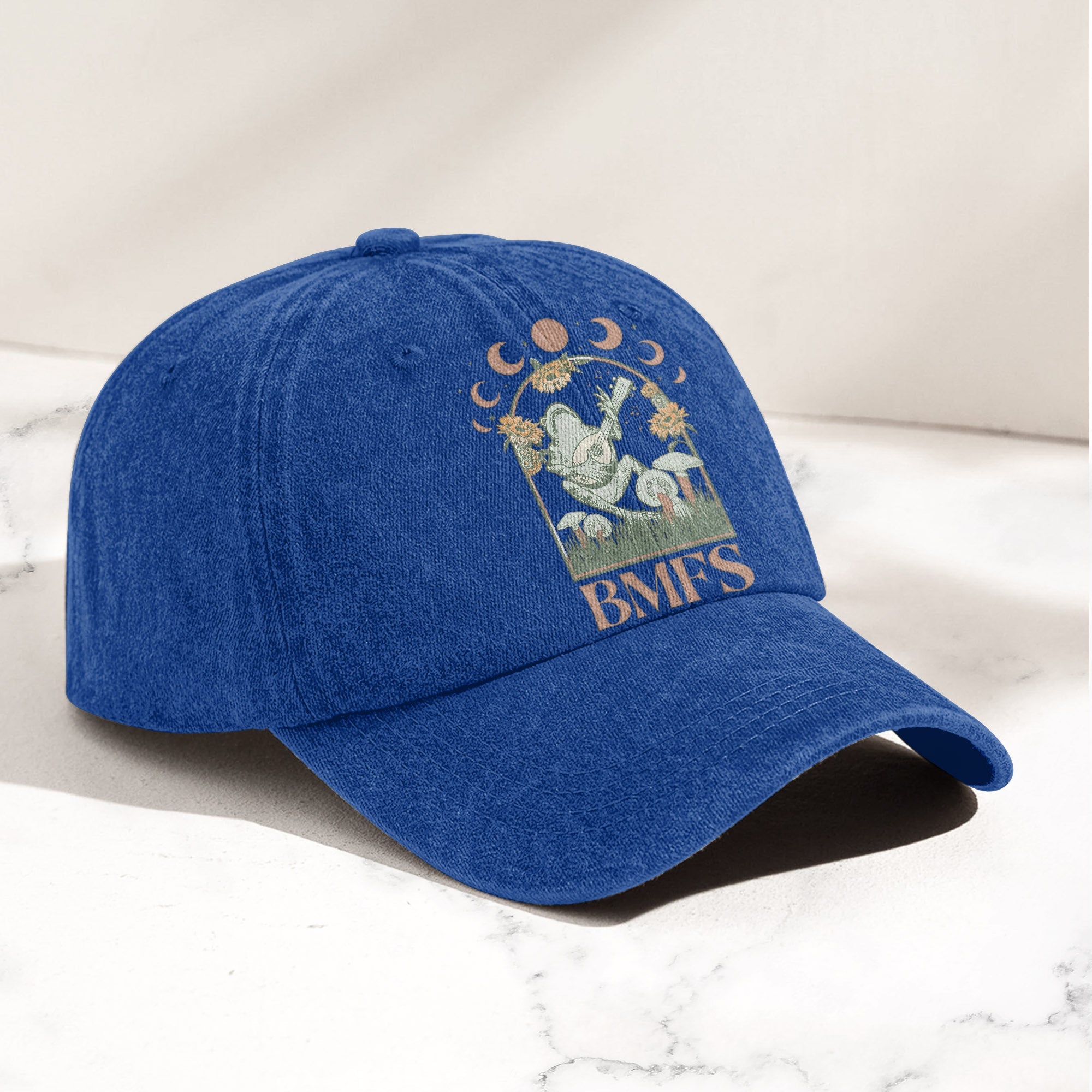 Billy Strings BMFS Frog Mandolin Sunflowers Moon Phase Vintage Graphic Denim Cap Retro Vintage Dad Cap Gift For Dad (With Box)
