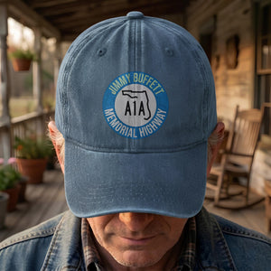 Jimmy Buffett A1A Memorial Highway Denim Cap Retro Jimmy Buffett Tribute Dad Hat (With Box)