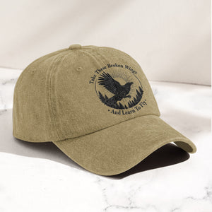 Broken Wings Take These Broken Wings And Learn To Fly Denim Cap Retro Vintage Dad Cap Gift For Dad (With Box)