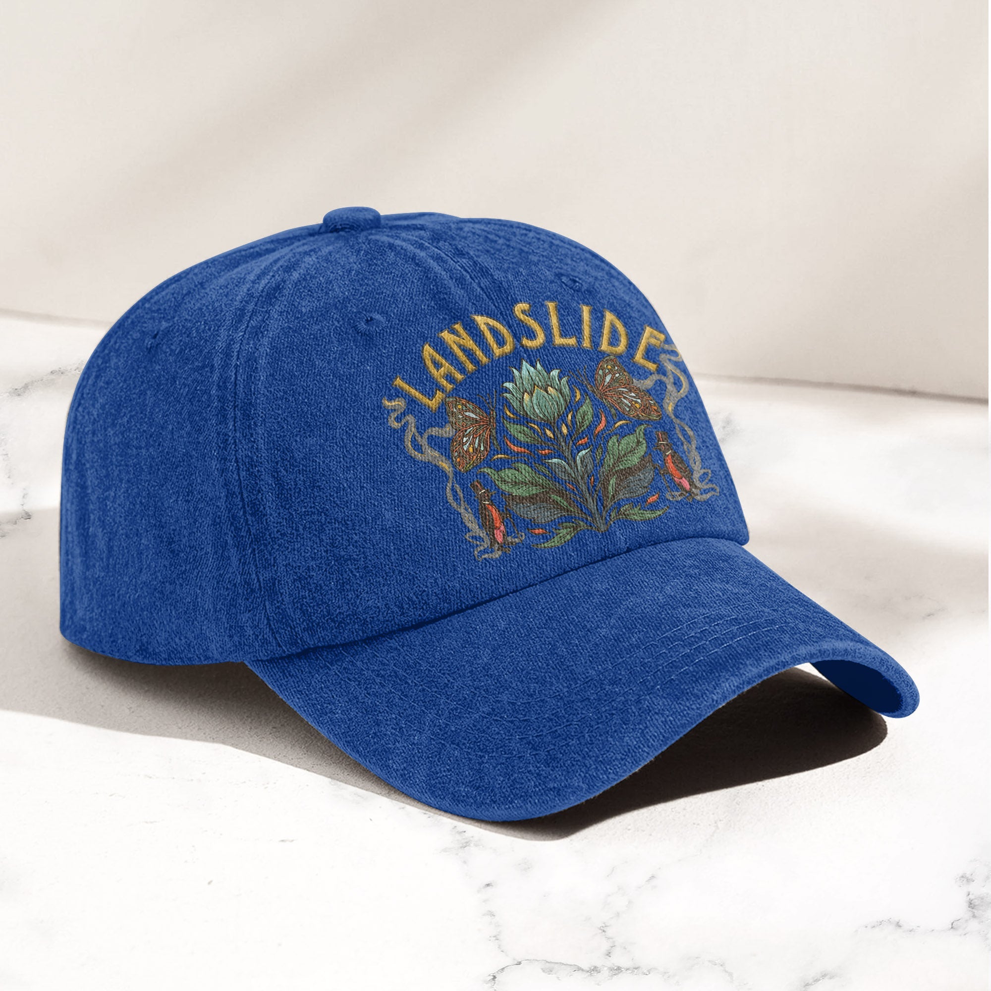 Fleetwood Mac Landslide Stevie Nicks Butterfly Floral Lyrics Music Merch Denim Cap Retro Vintage Dad Cap Gift For Dad (With Box)