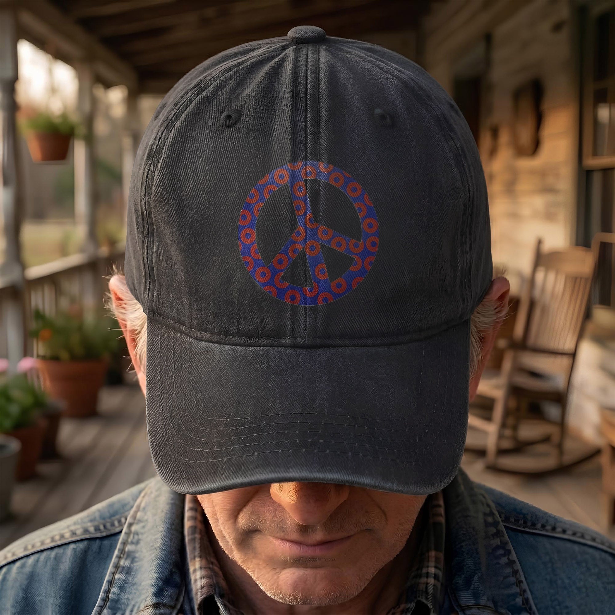 Phish Donut Peace Sign Denim Cap Retro Music Phish Cap Gift For Dad (With Box)