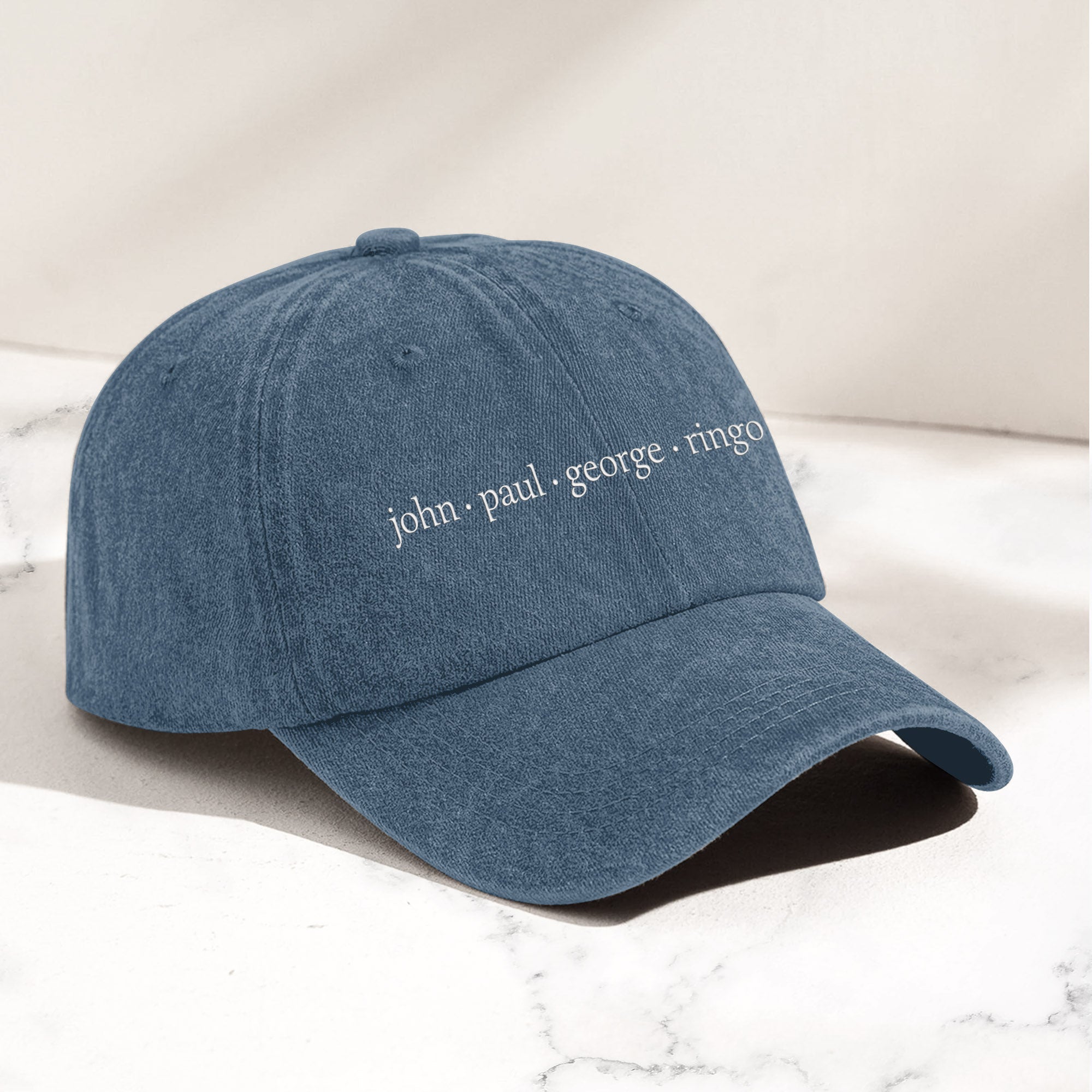 John Paul George Ringo Denim Cap Minimalist Beatles Dad Hat Gift ( With Box)