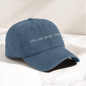 John Paul George Ringo Denim Cap Minimalist Beatles Dad Hat Gift ( With Box)
