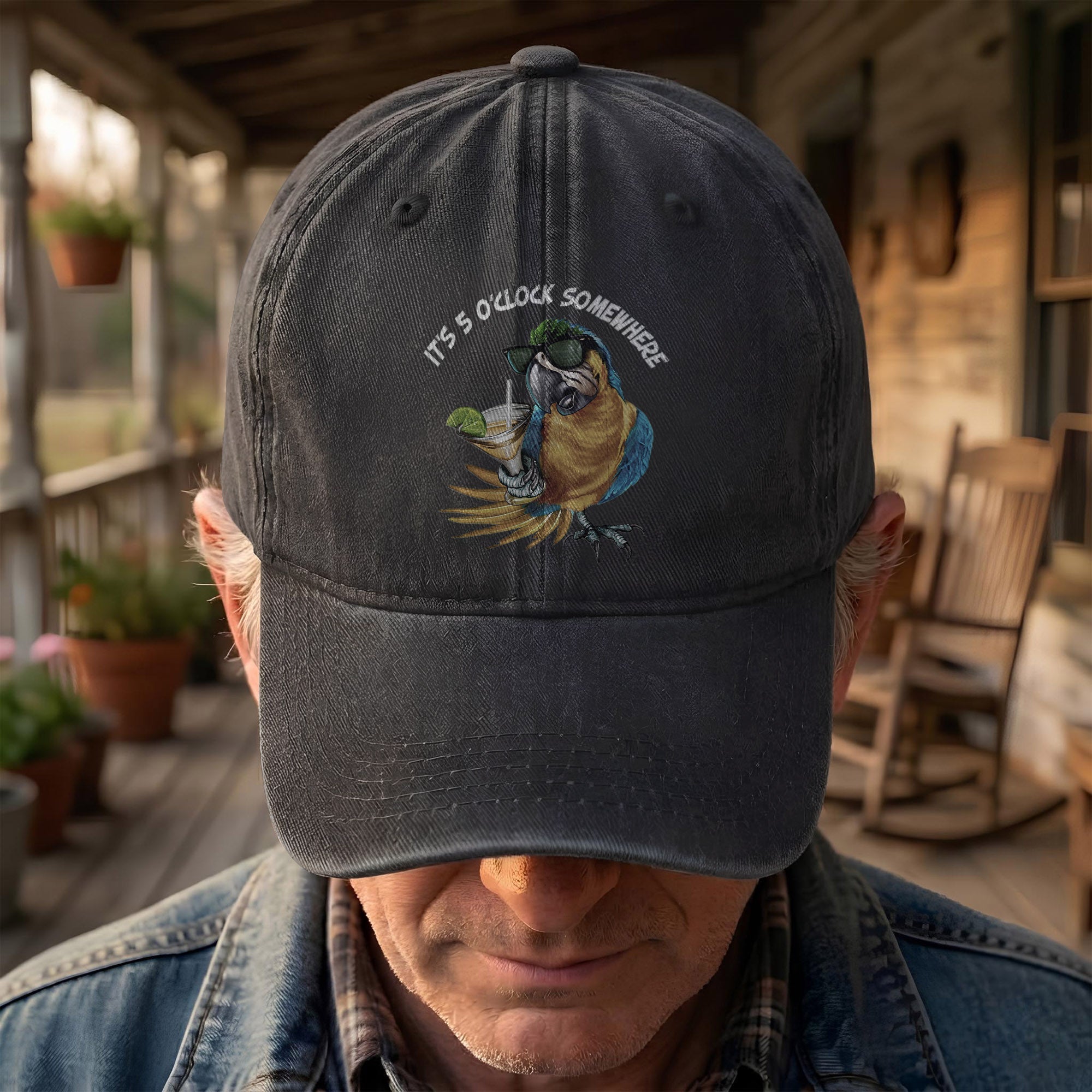 It's 5 O'Clock Somewhere Denim Cap Retro Jimmy Buffett Tribute Dad Baseball Cap (With Box)