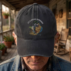 It's 5 O'Clock Somewhere Denim Cap Retro Jimmy Buffett Tribute Dad Baseball Cap (With Box)
