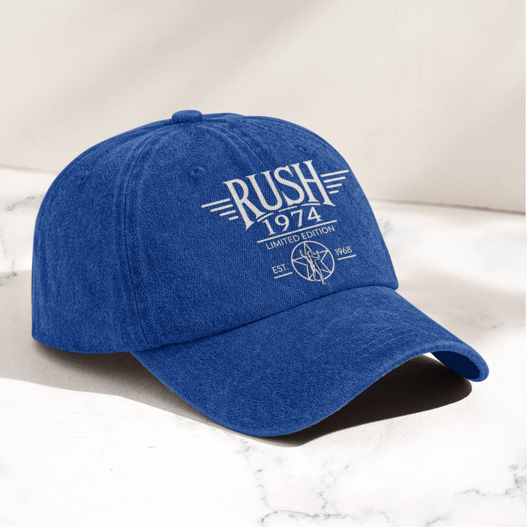 Rush Band Logo 1974 Starman Denim Cap Vintage Dad Cap Gift For Dad (With Box)