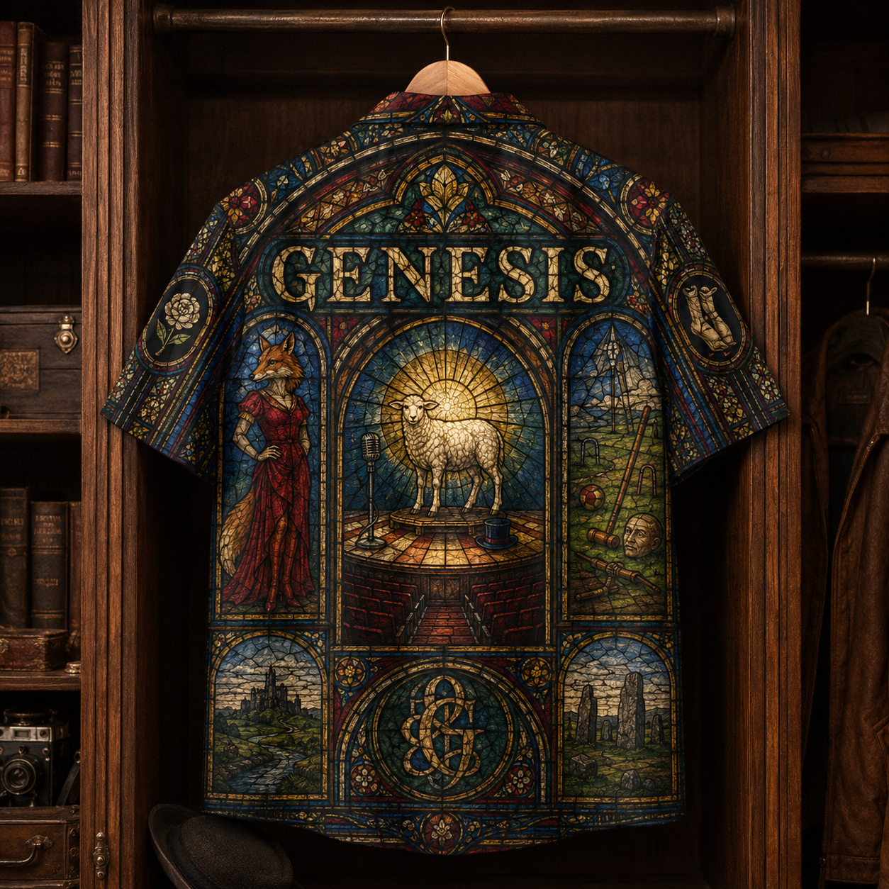 Genesis Hawaiian Shirt - Stained Glass Progressive Rock AOP Button-Up Shirt