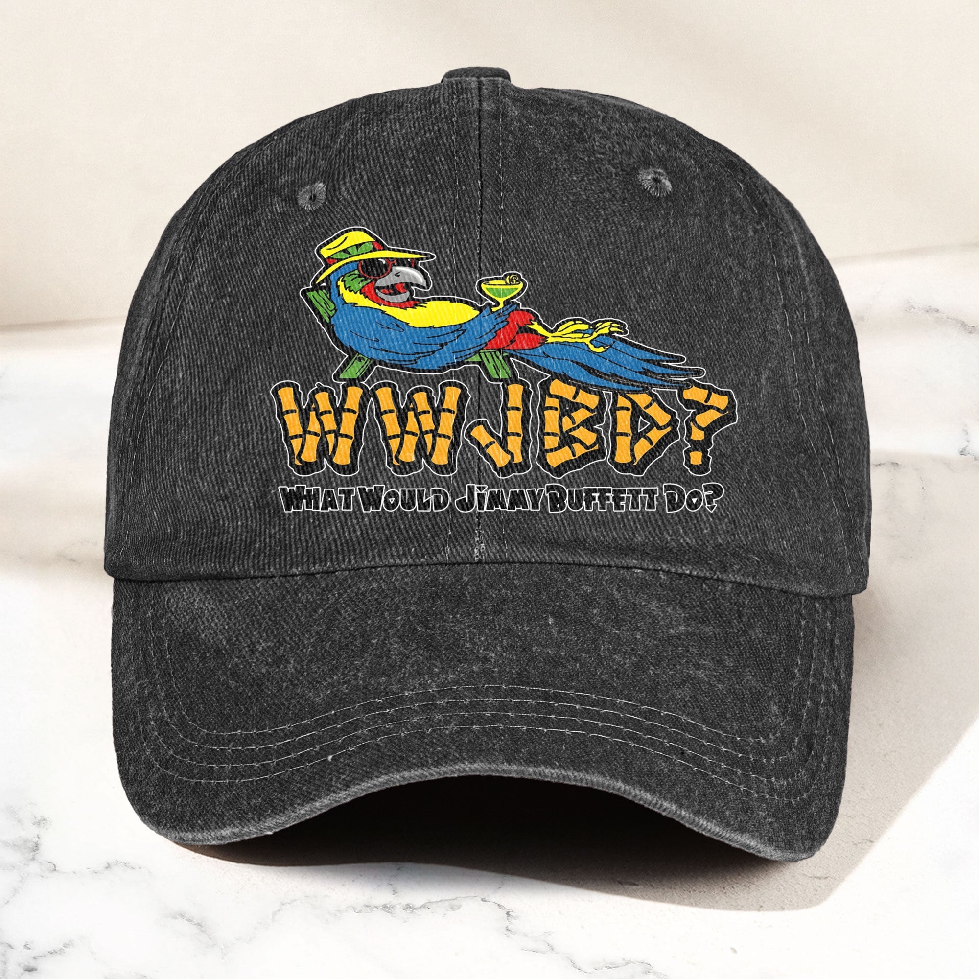 What Would Jimmy Buffett Do Denim Cap Retro Jimmy Buffett Merch Dad Hat (With Box)