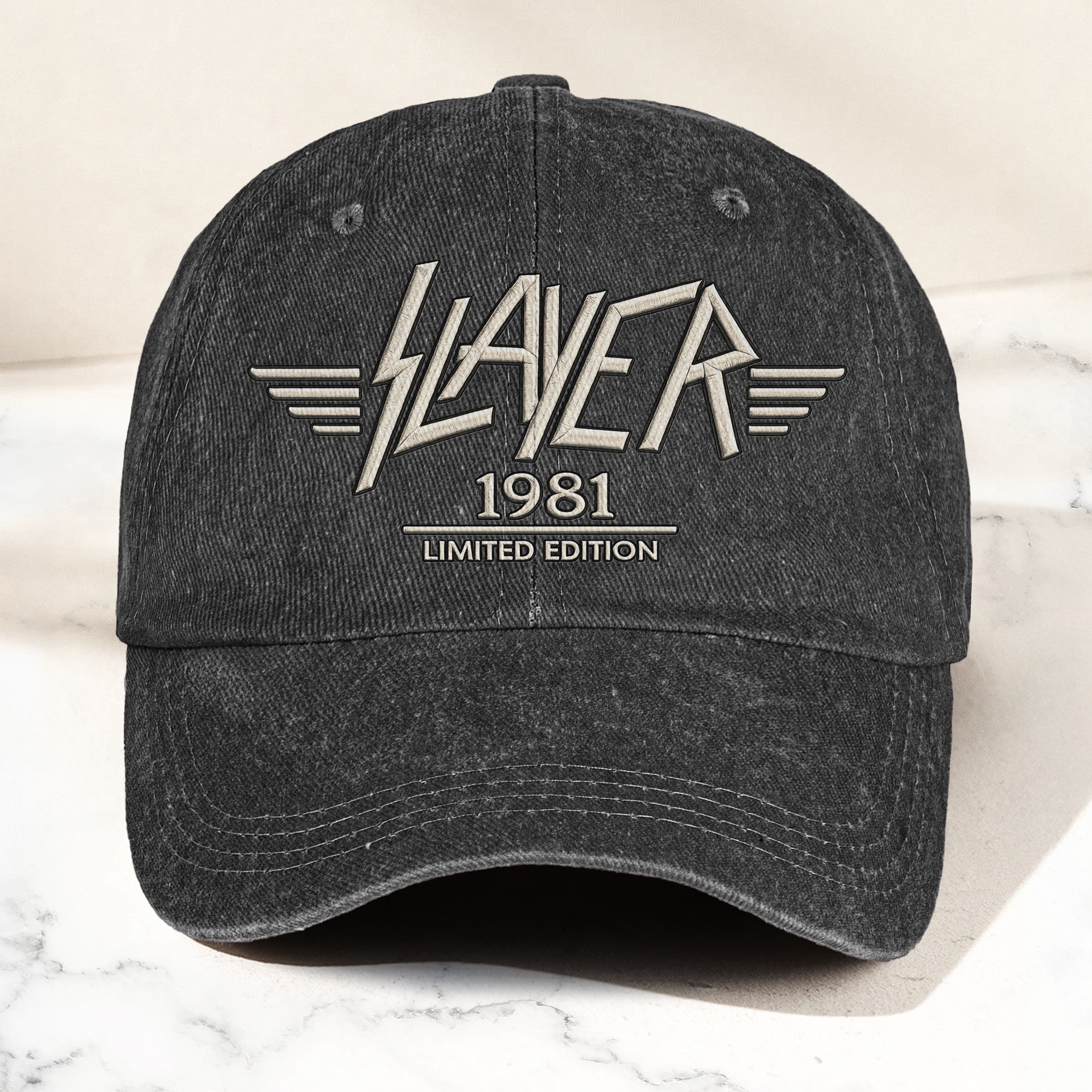 Slayer Band Logo Est 1981 Denim Cap Retro Vintage Dad Cap Gift For Dad (With Box)