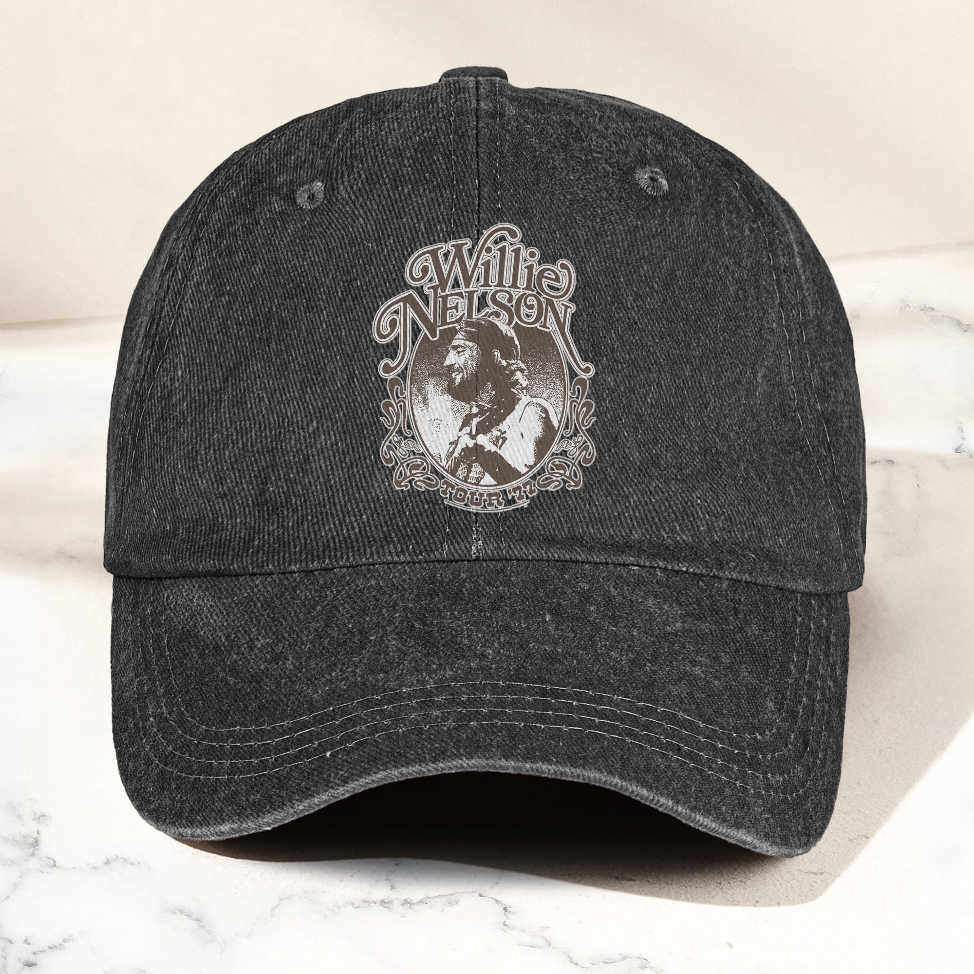 Willie Nelson Portrait Denim Cap Retro Music Willie Nelson Cap Gift For Dad (With Box)