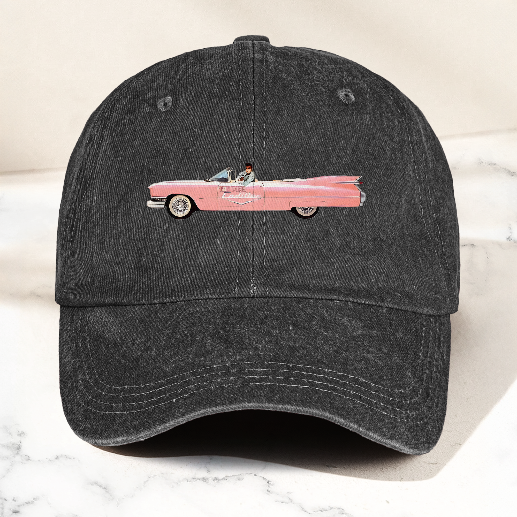 Elvis Presley The Pink Car Denim Cap Vintage Elvis Presley Merch Gift for Dad (With Box)