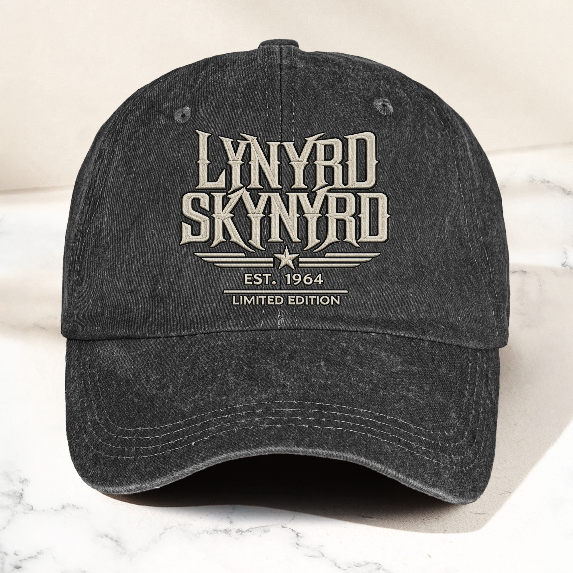 Lynyrd Skynyrd Band Logo Est 1964 Denim Cap Retro Vintage Dad Cap Gift For Dad (With Box)