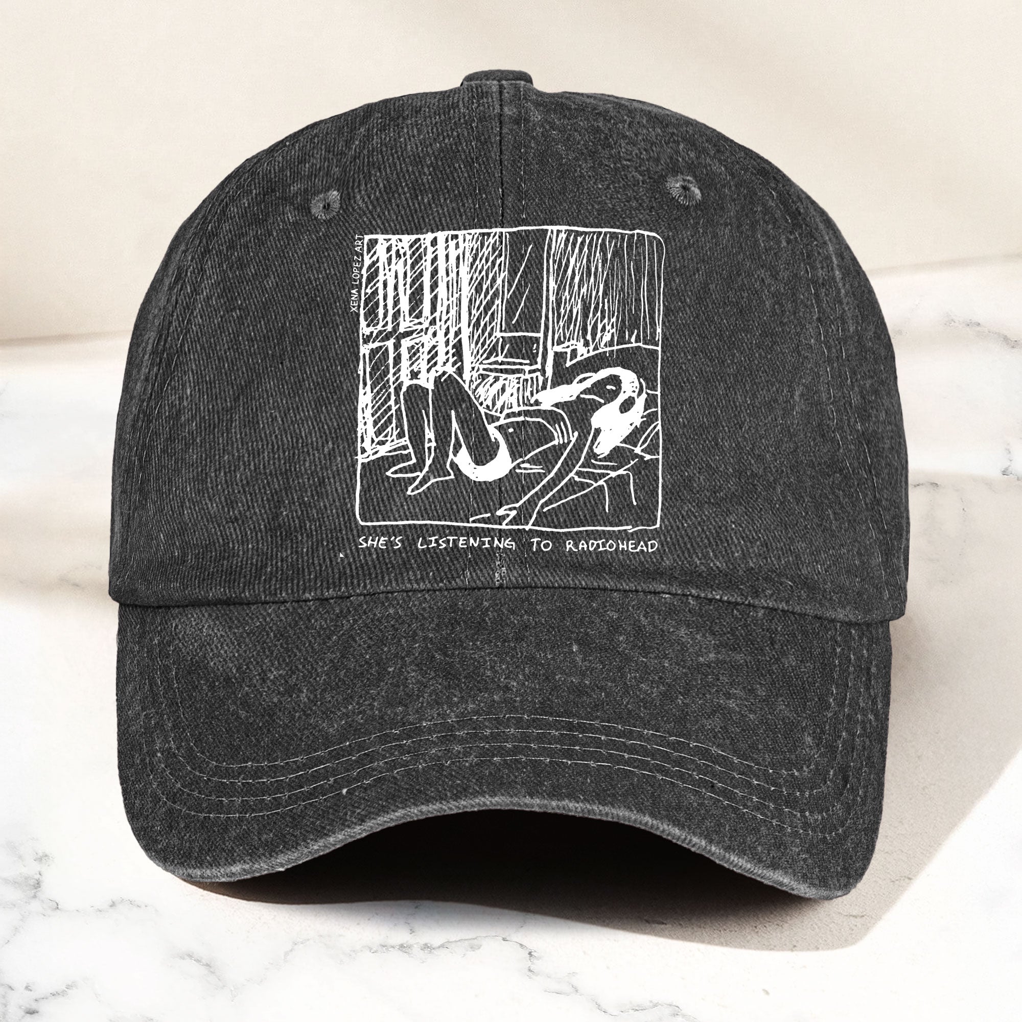 She's Listening to Radiohead Denim Cap Retro Radiohead Tribute Merch Dad Hat (With Box)